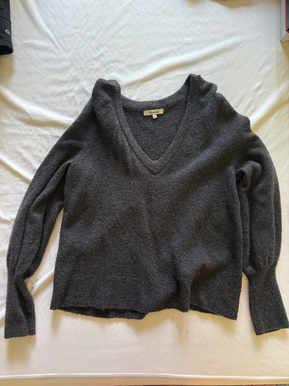V-Neck Charcoal Knit Sweater - Madewell